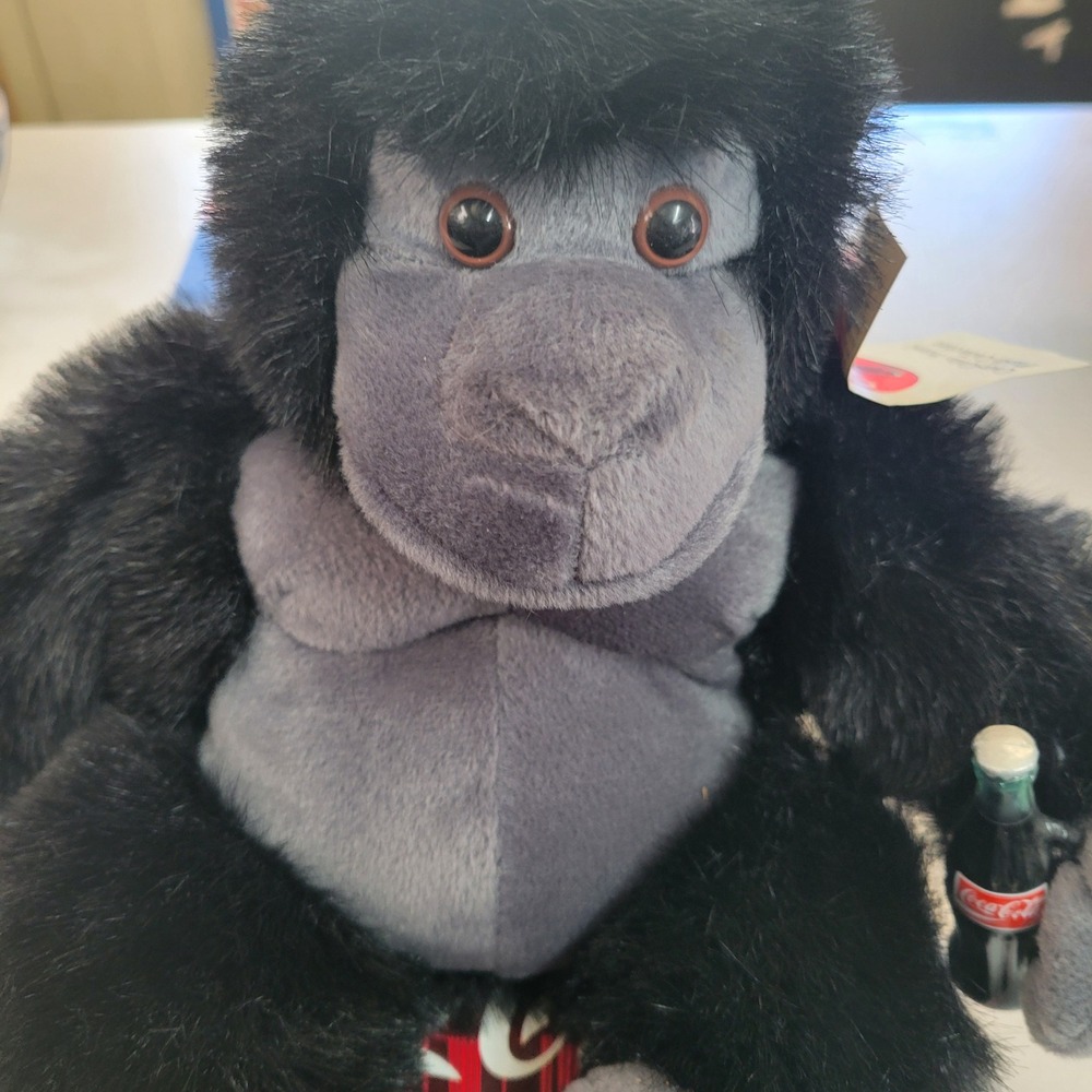 Vintage‎ 1996 Coca-Cola Gorilla Plush with Box Play-By-Play 10" Stuffed Ape Toy